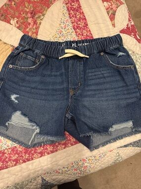 GAP Blue Distressed Denim Kids Shorts with Drawstring